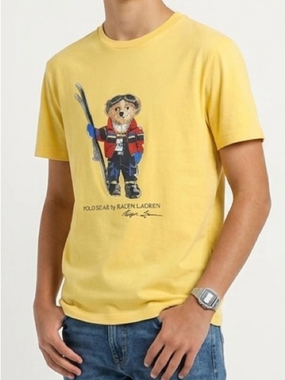 Ralph Lauren Yellow Polo Bear Graphic Tee Boys Large (14-16)